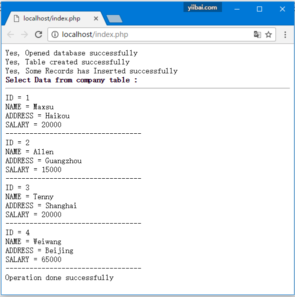 PHP SQLite 數據庫
