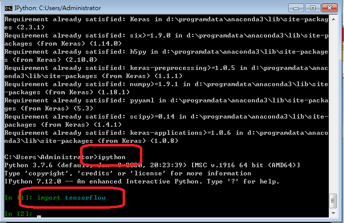 Win7  tensorflow   Keras