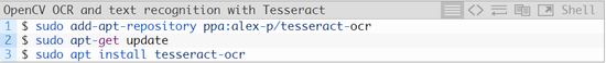 Tesseract OpenCV OCR 文字識別