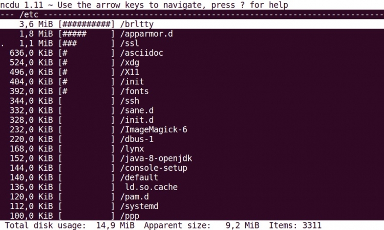 Ubuntu  占用空間 檔案 目錄