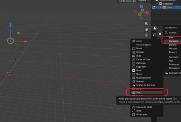 Blender 的編輯模式 (Edit Mode) 下，Ctrl + A Skin 膚皮修改